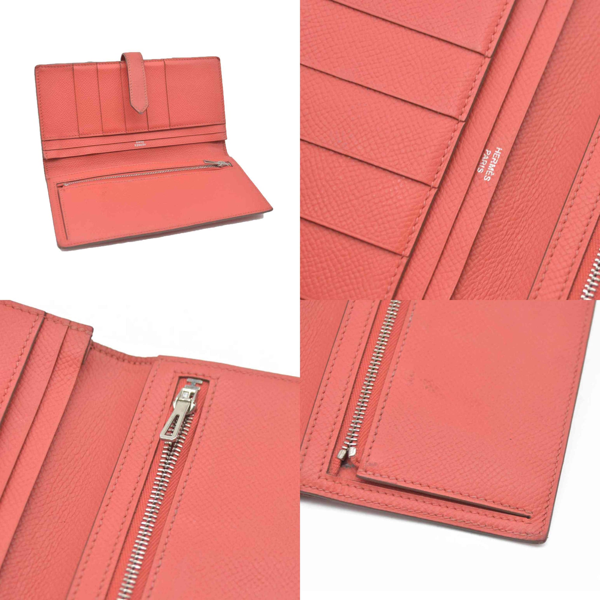 AUCTION $1570 Hermes Epsom Bearm Souffle Bifold Wallet Pink