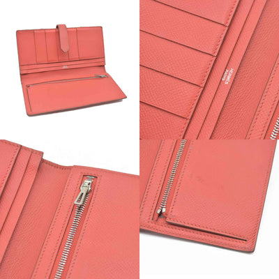 AUCTION $1570 Hermes Epsom Bearm Souffle Bifold Wallet Pink