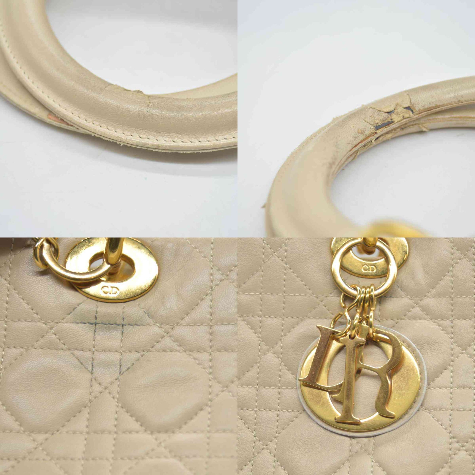 $7000 Christian Dior Large Lady Dior Beige 1997
