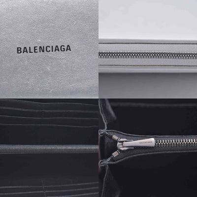 $550 Balenciaga Silver Metallic Wallet CONSIGNMENT 10021042