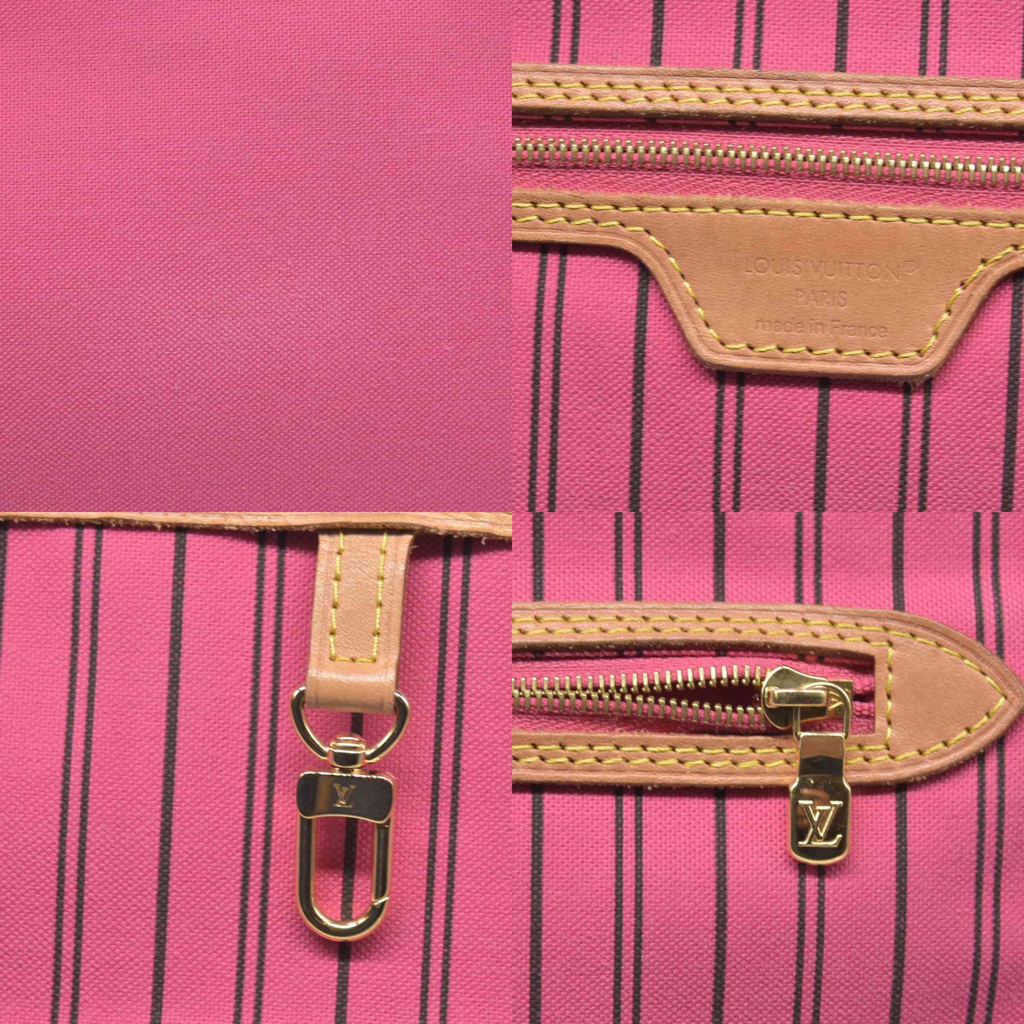 $2450 Louis Vuitton REVERSIBLE Neverfull Bandoulière Inside Out MM Rose Pondichery