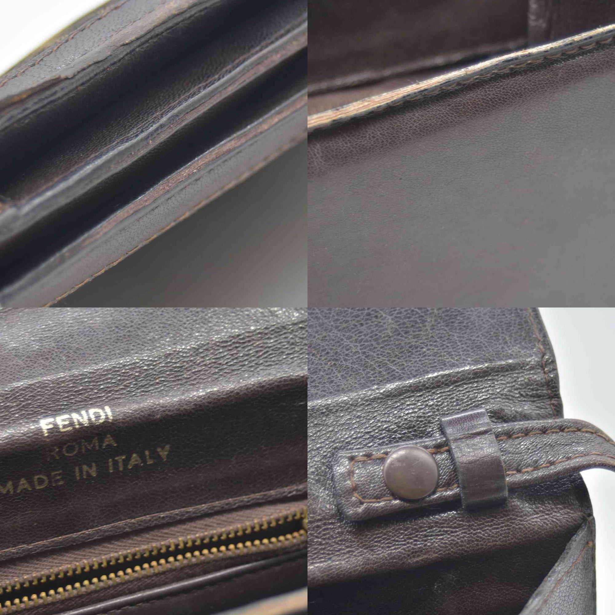 $2250 CONSIGNMENT FENDI Zucca Flap Clutch with Strap