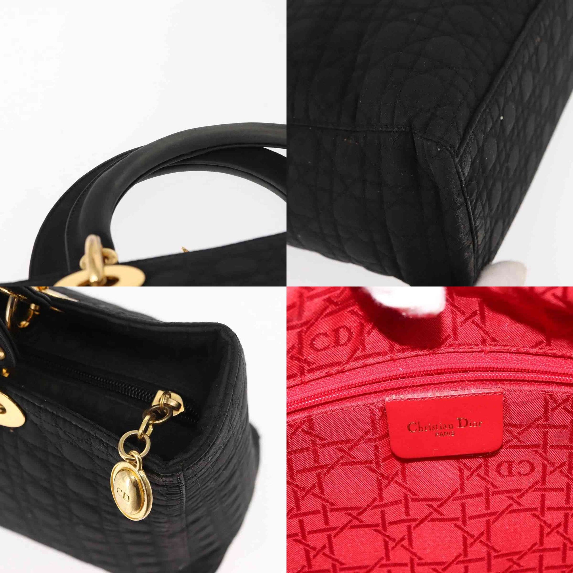 $4900 Christian Dior Nylon Cannage Large Lady Dior Black