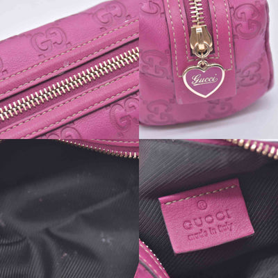 $480 GUCCI Guccissima Leather Heart Charm Cosmetic Pouch Pink CONSIGNMENT 10021425