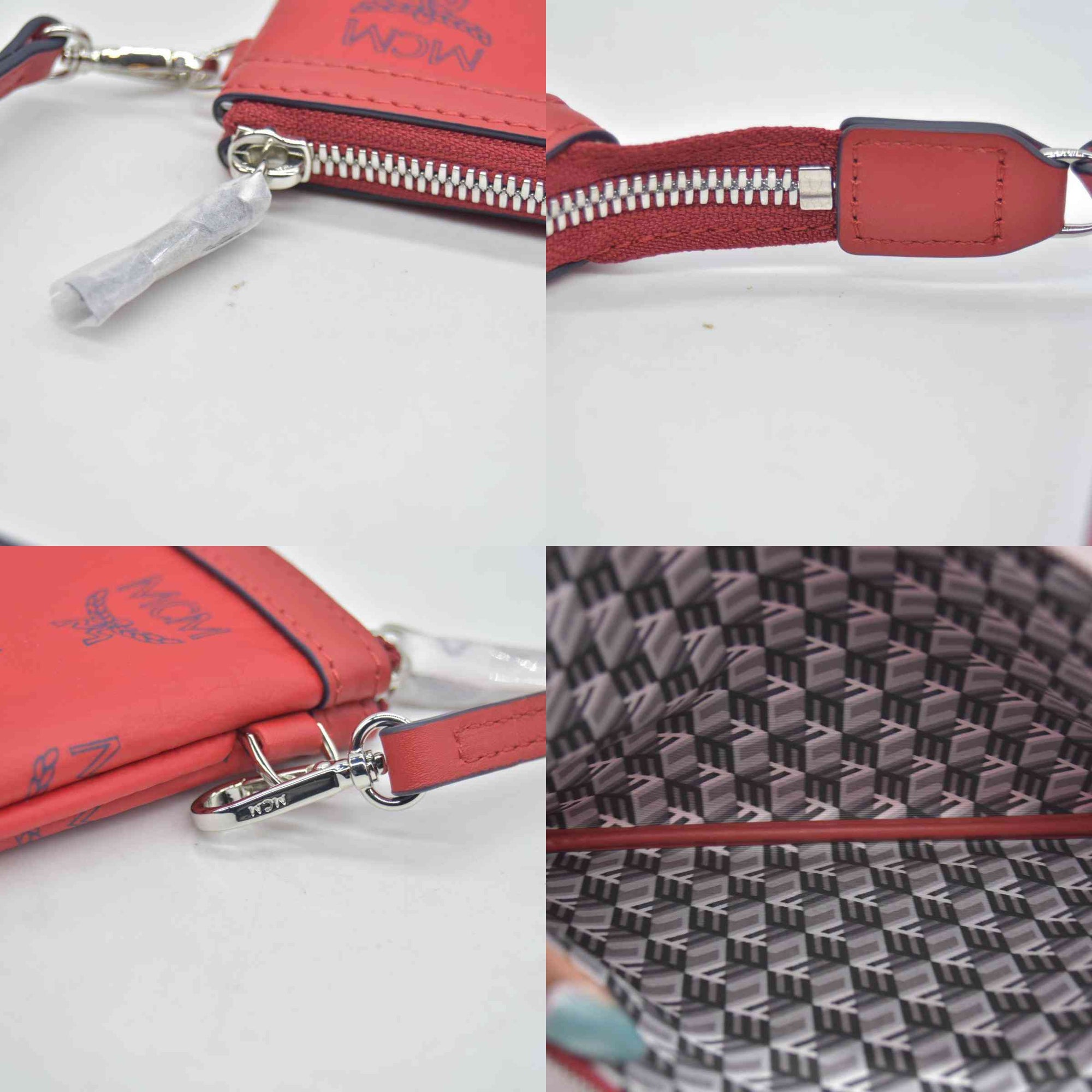 NEW $550 MCM Visetos Shoulder Pouch Red