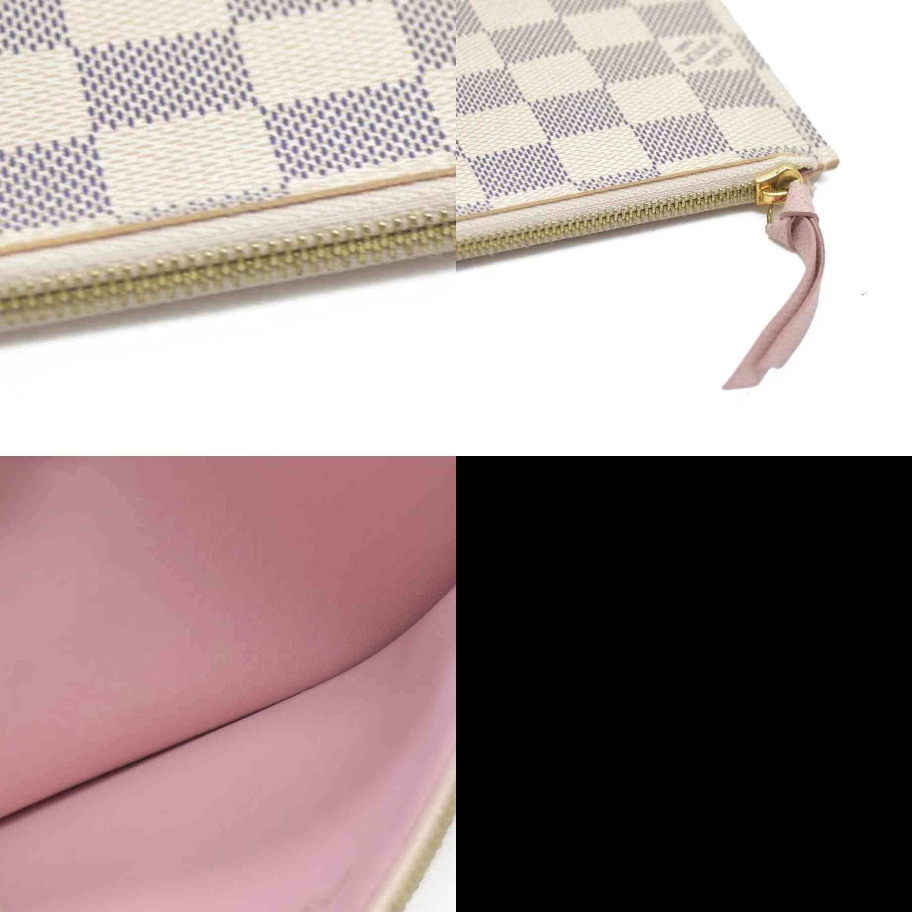 $1580 Louis Vuitton Damier Azur Pochette Félicie Wallet Zippered Insert Rose Ballerine