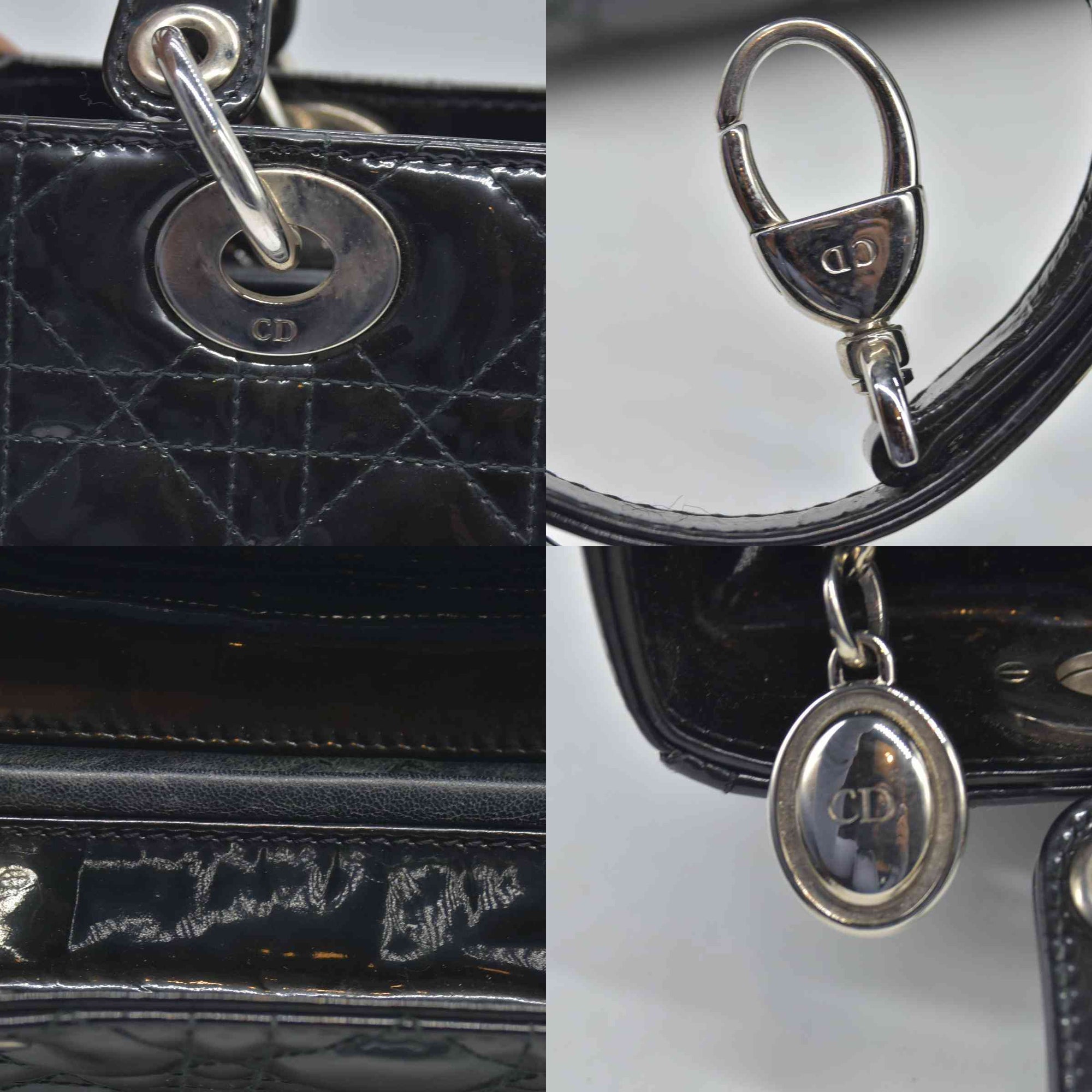$6700 CHRISTIAN DIOR Cannage Medium Lady Dior Black