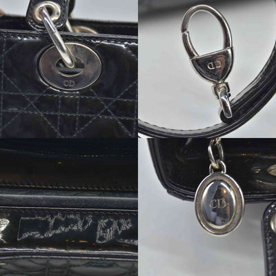 $6700 CHRISTIAN DIOR Cannage Medium Lady Dior Black