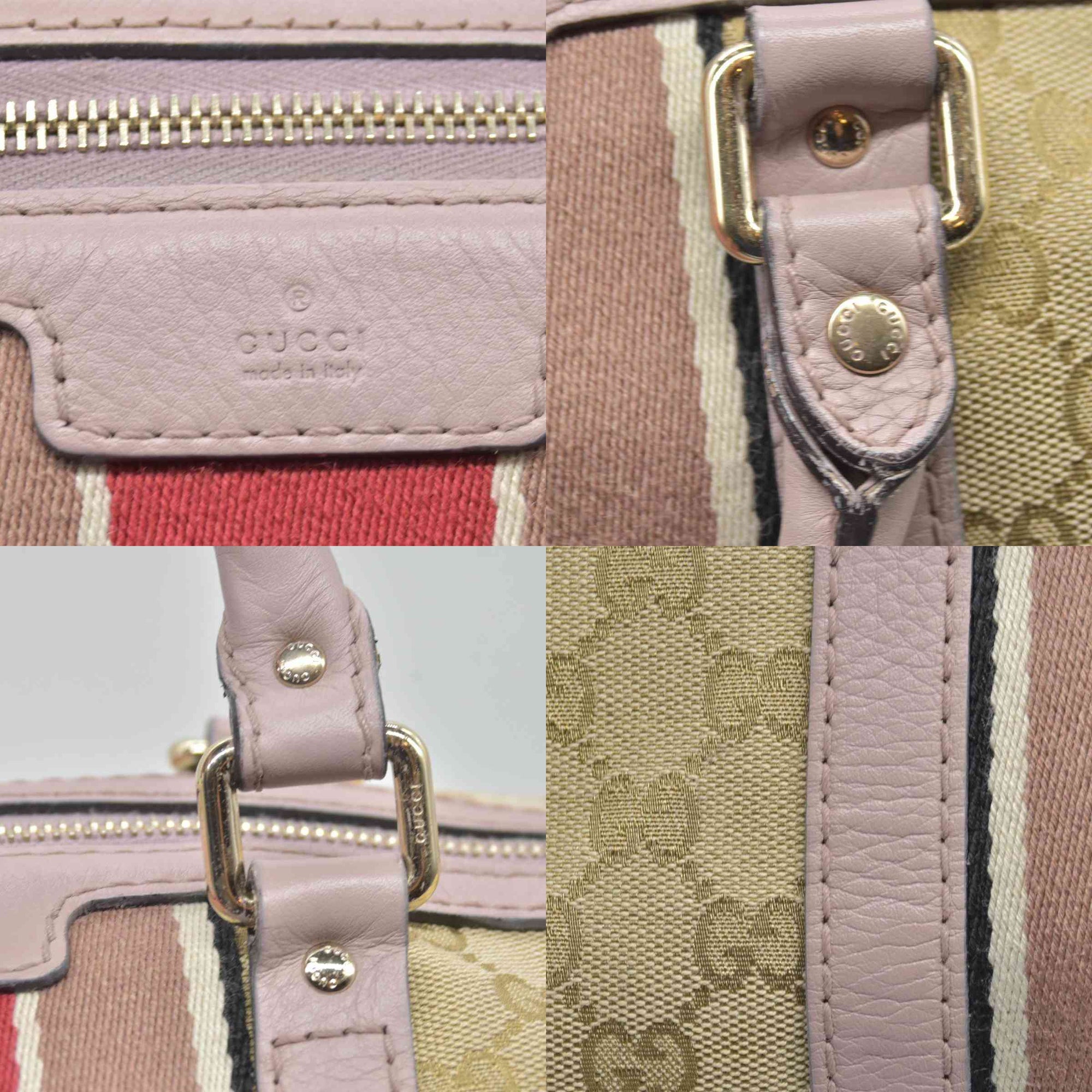 $1950 Gucci Vintage Web Boston Bag GG Canvas Medium Tote Bag