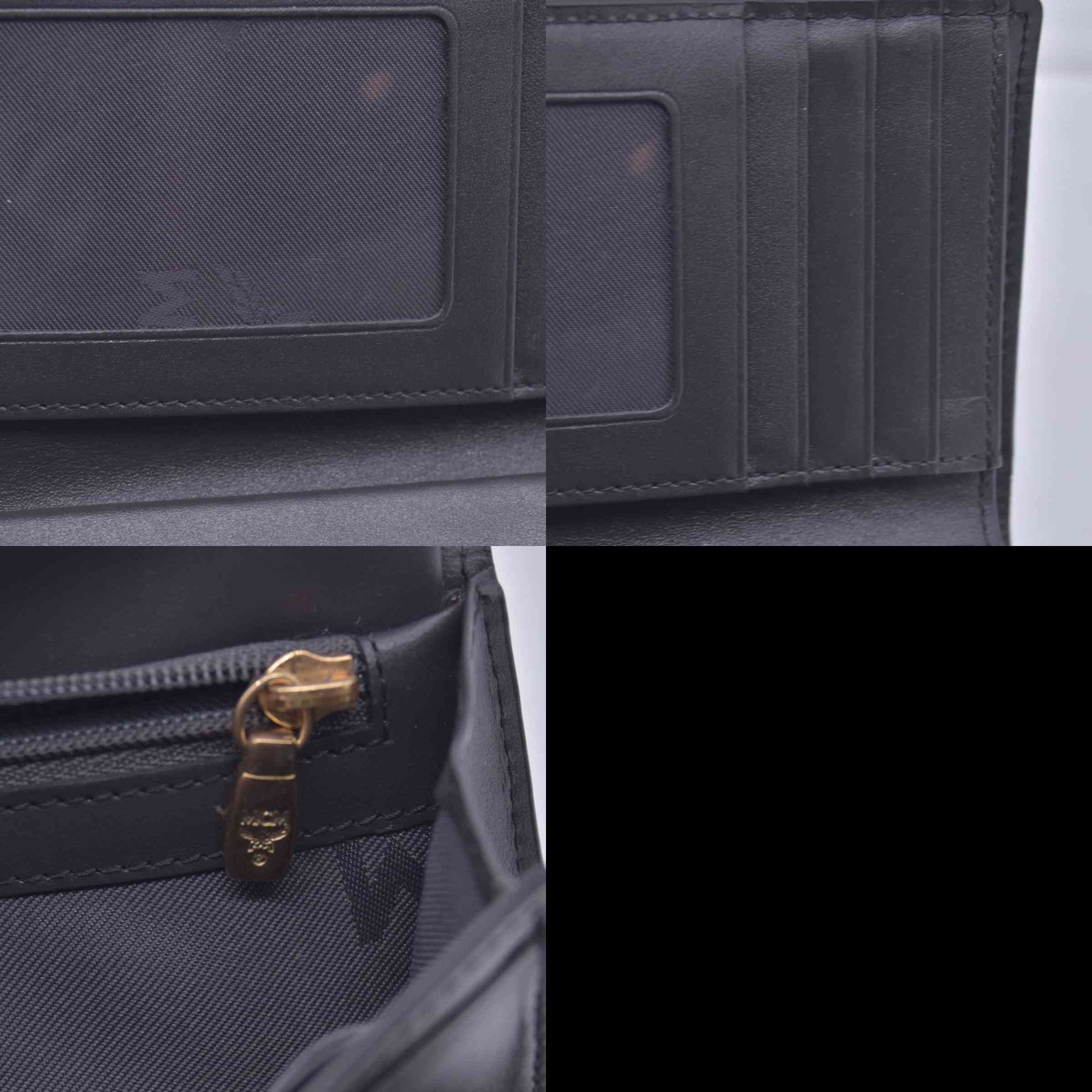 $380 MCM Embossed Crocodile Leather Logo Plaque Medium Flap Wallet Grey CONSIGNMENT 10021594