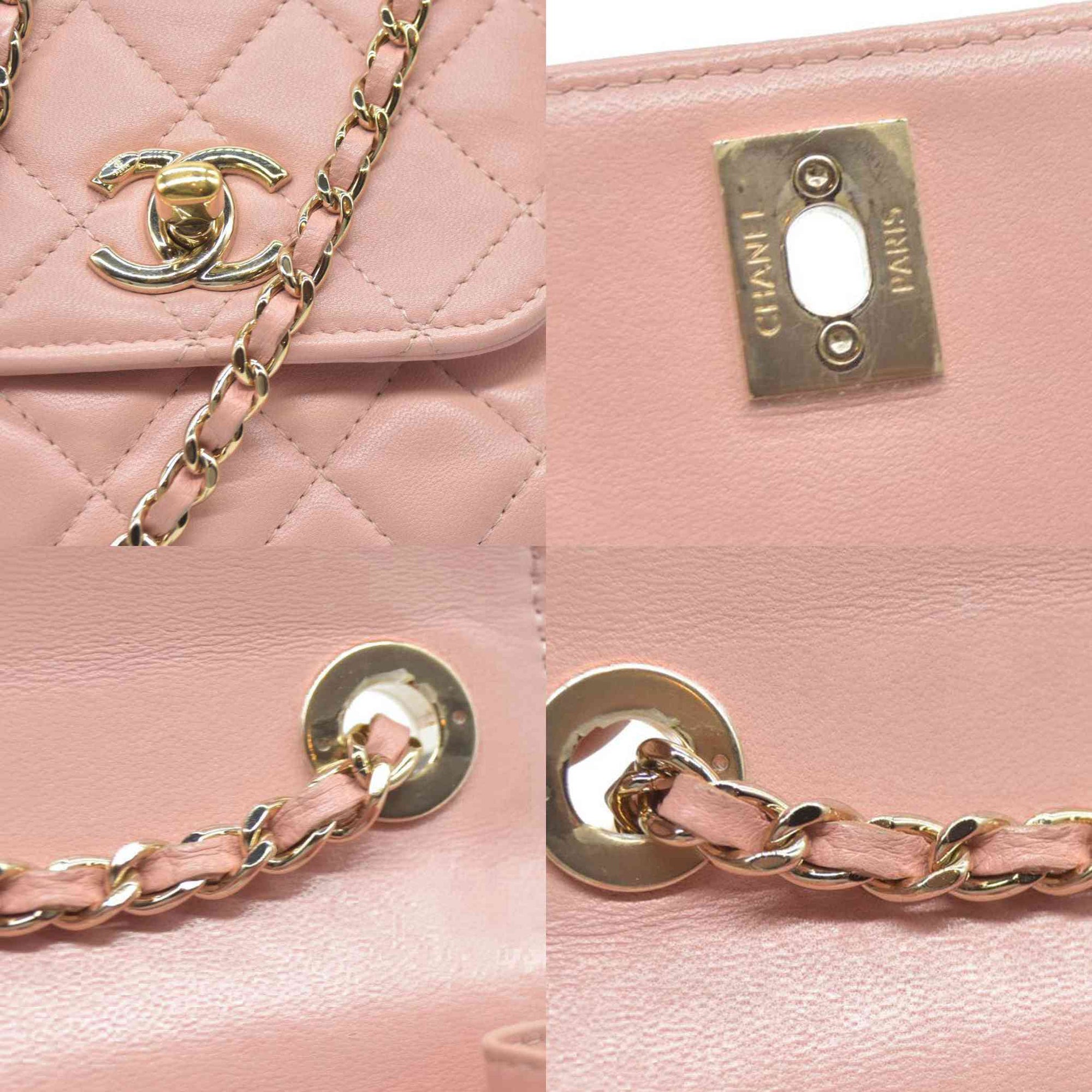 $2900 Chanel Lambskin Quilted Mini Trendy CC Clutch With Chain Light Pink