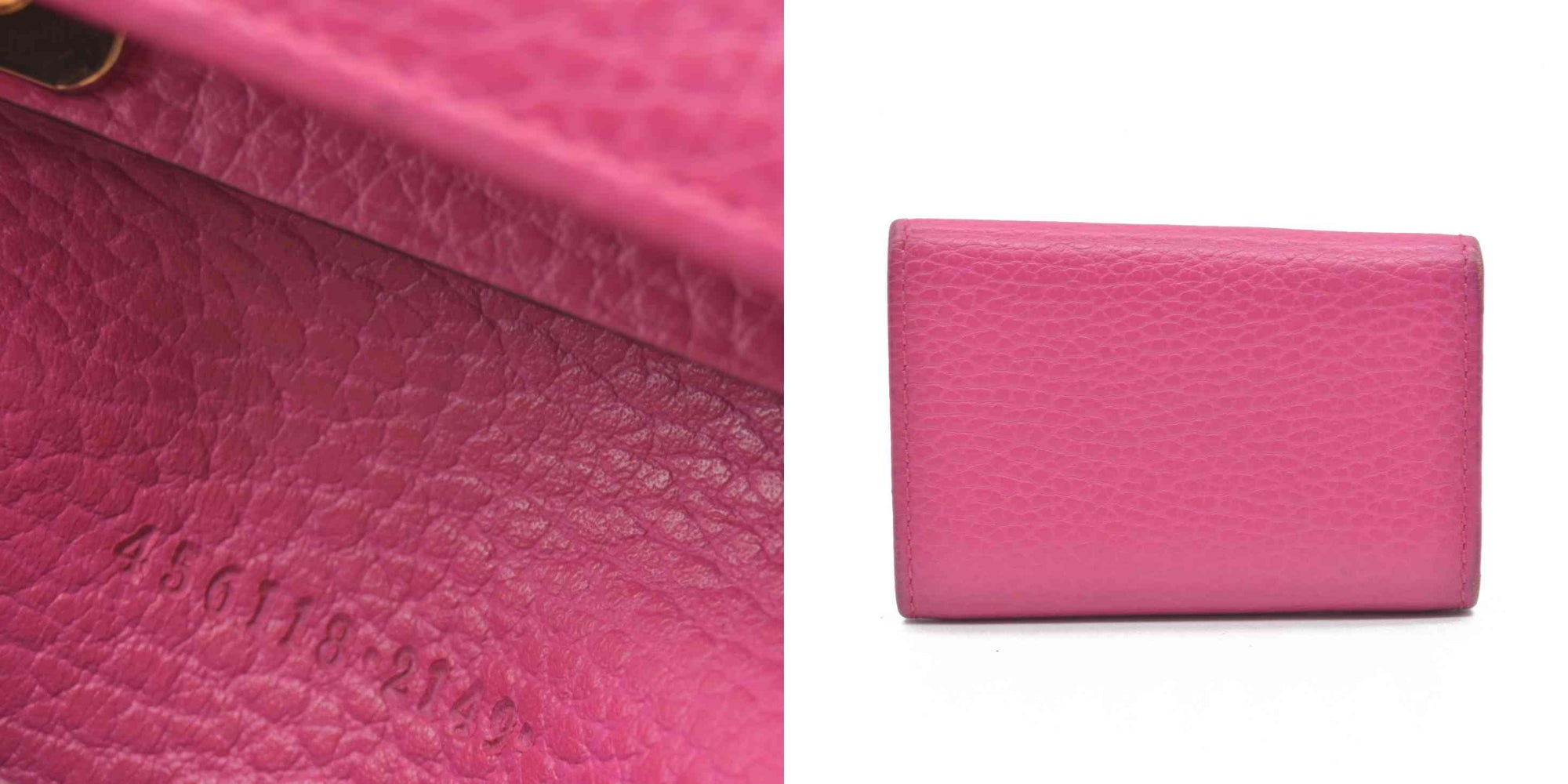 $480 Gucci Dollar Calfskin GG Marmont 6 Key Holder Pink Auction