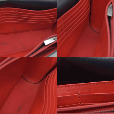 $1490 CHRISTIAN LOUBOUTIN Calfskin Patent Spikes Paloma Clutch Black