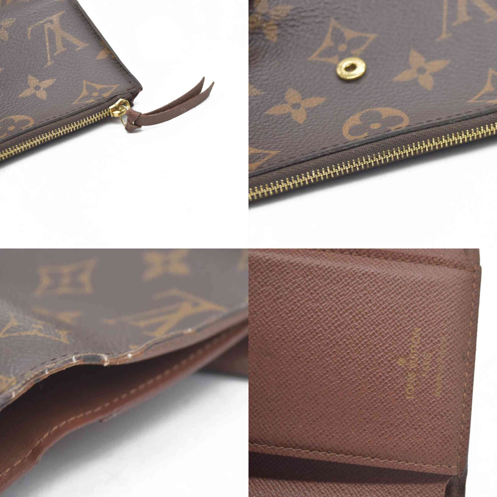 Louis Vuitton Monogram Portefeuille Victorine Trifold Wallet Brown