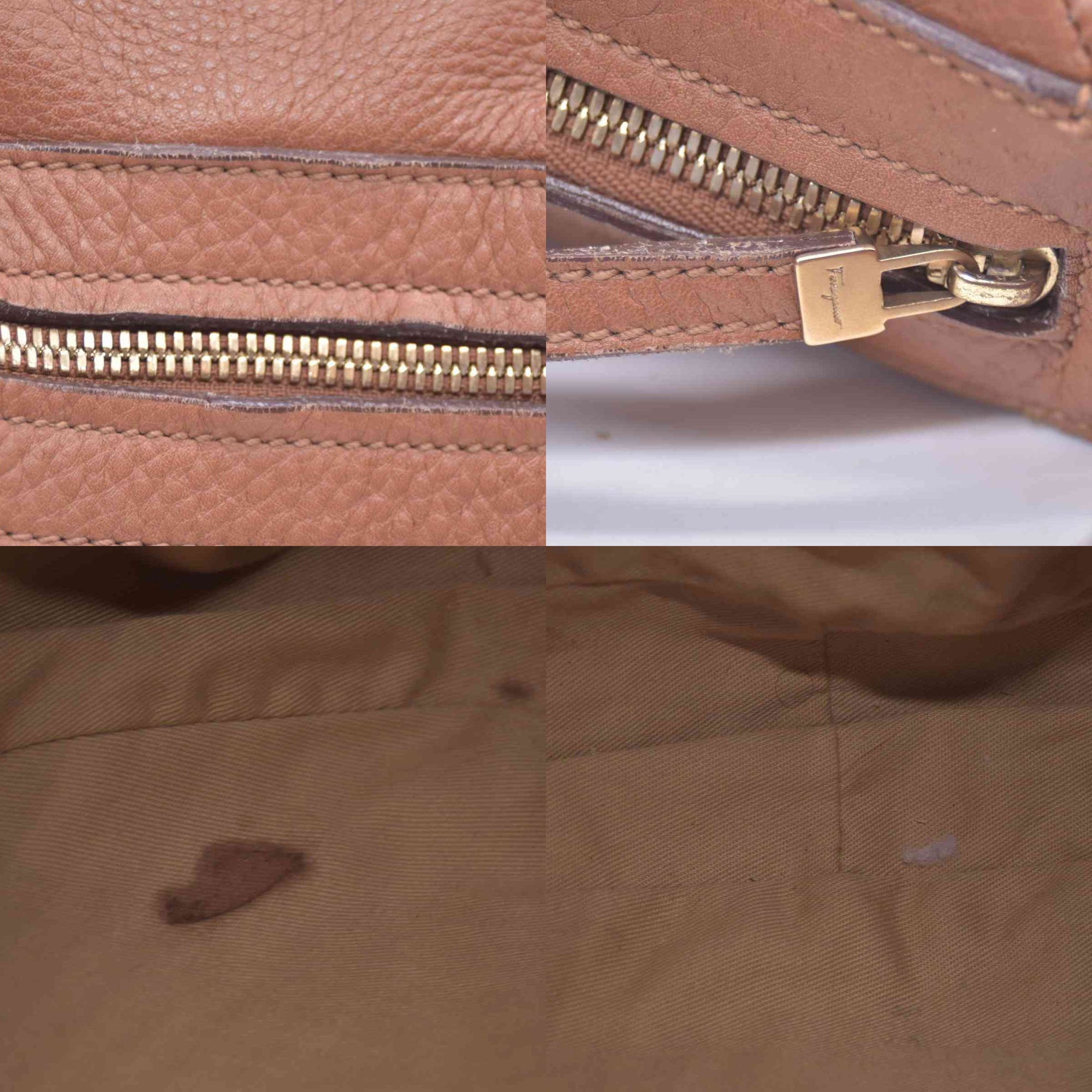 $2100 SALVATORE FERRAGAMO Logo Hobo Hand Bag Leather Brown CONSIGNMENT