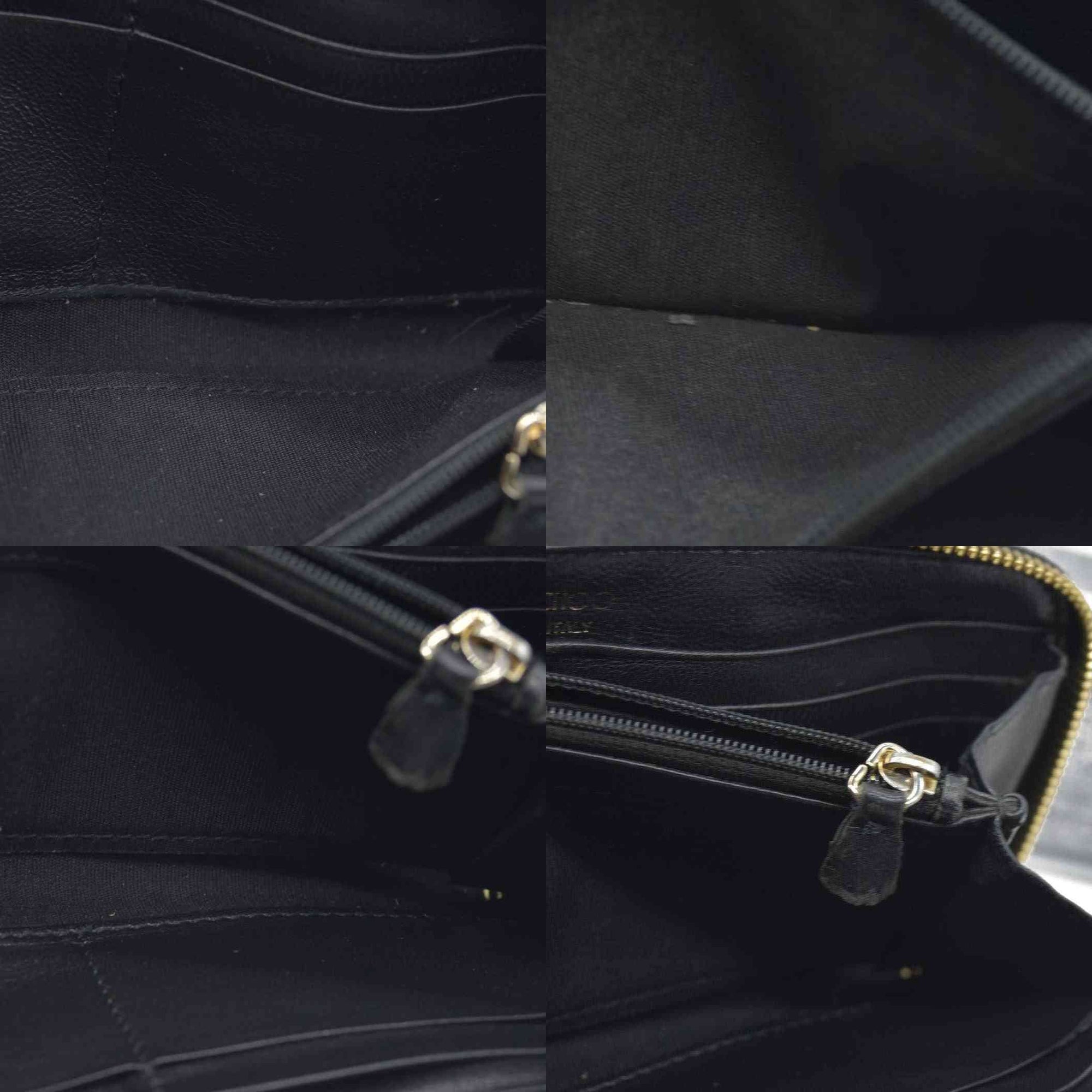 JIMMY CHOO Zip Around Leather Long Wallet Black with Star Studs