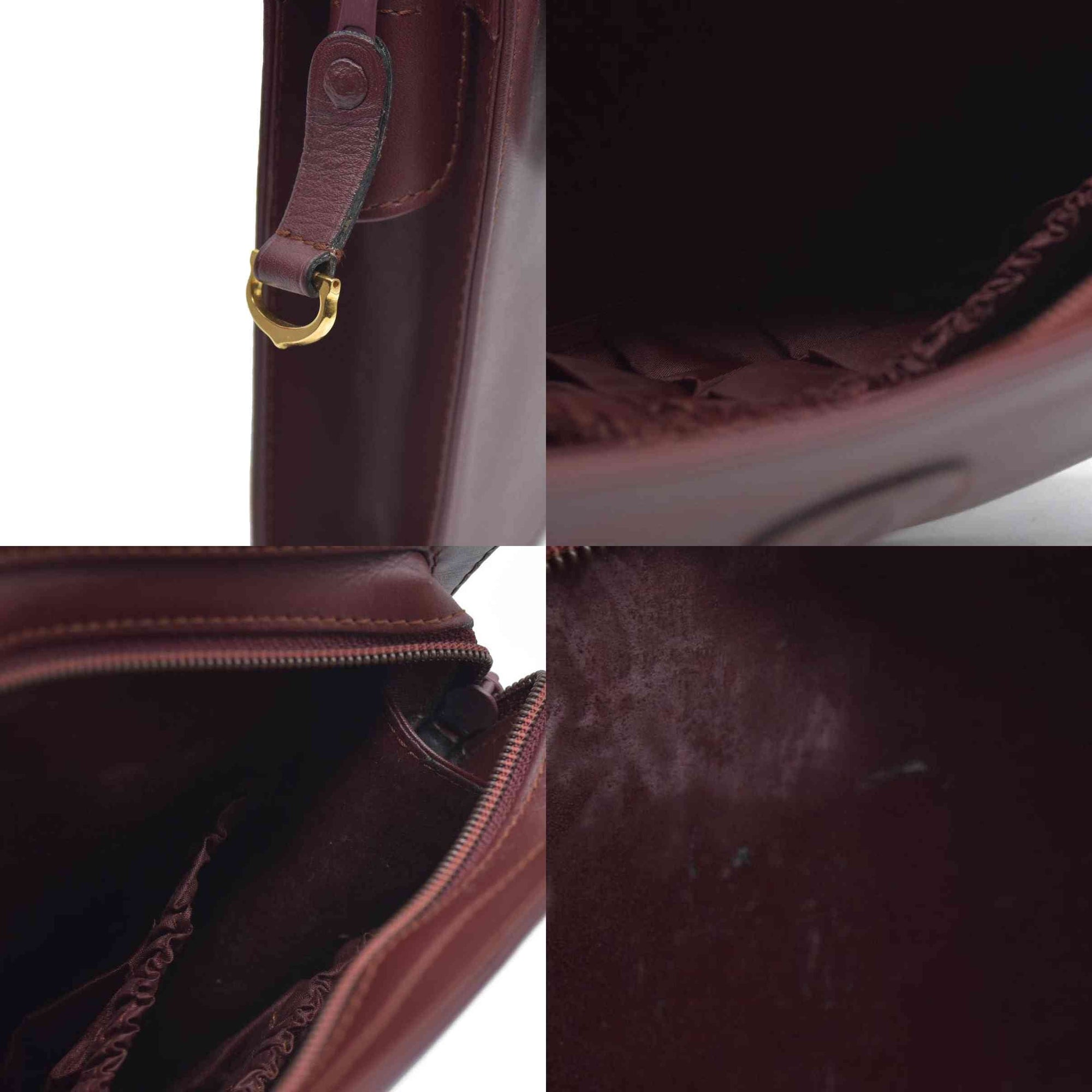 AUCTION CARTIER Must Line Clutch Bag Leather Bordeaux