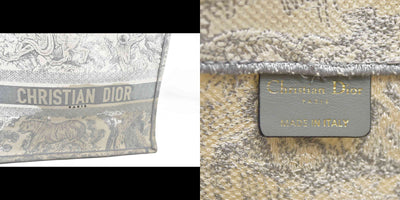 $3350 CHRISTIAN DIOR Canvas Embroidered Medium Dioriviera Toile De Jouy Book Tote Gray CONSIGNMENT