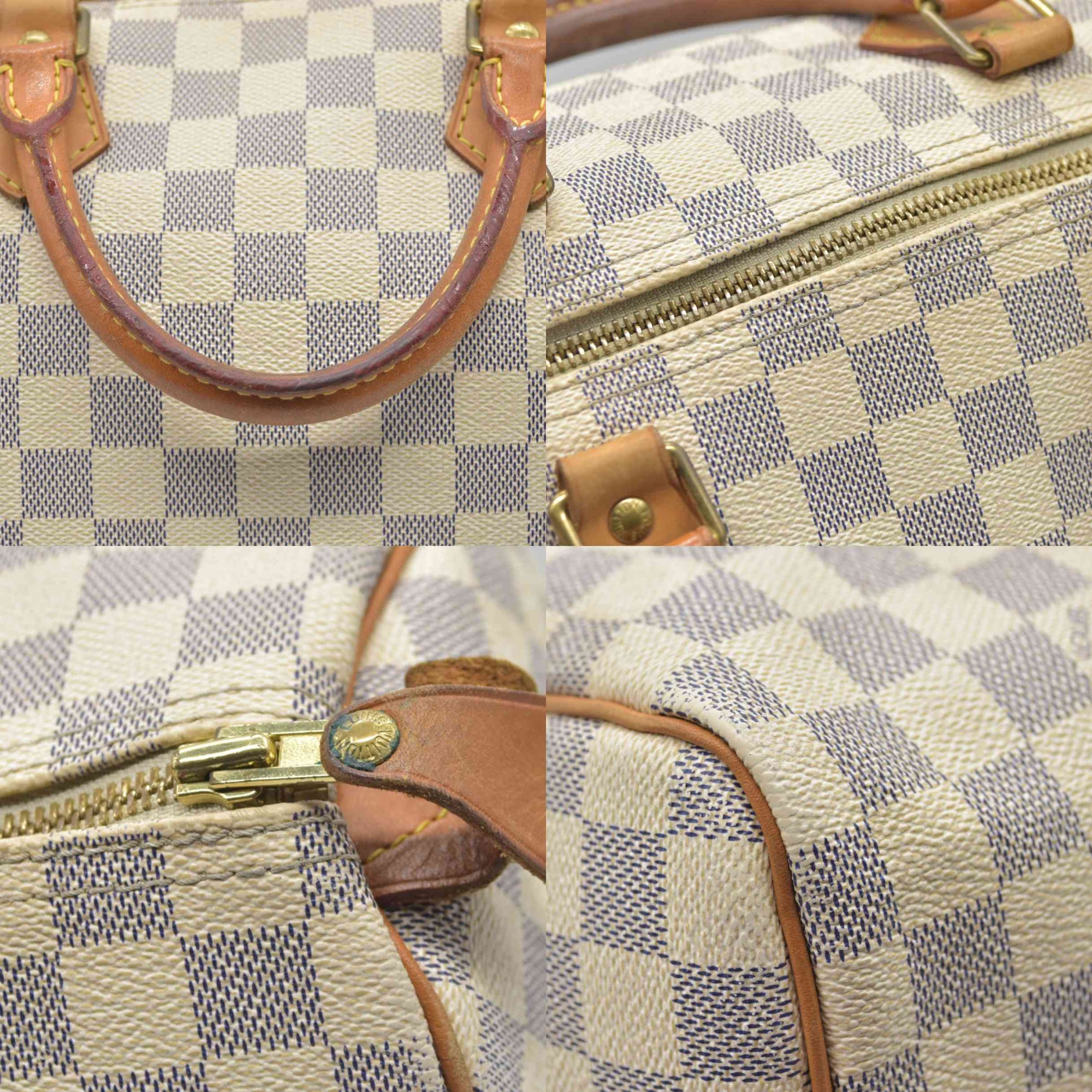 $1630 Louis Vuitton Damier Azur Speedy 30 DU4009