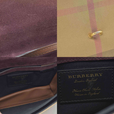 $1290 Burberry Derby Calfskin House Check Small Macken Crossbody Bag Tan