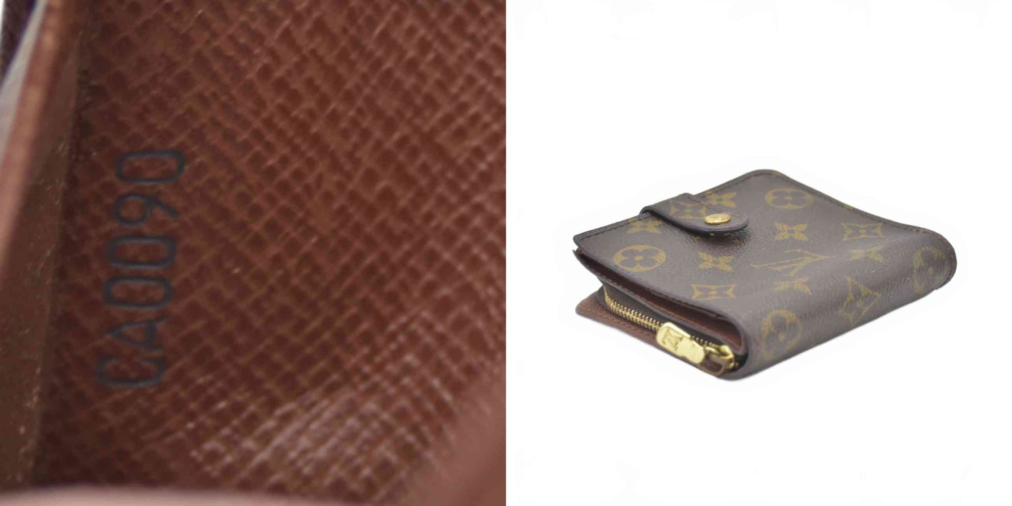 $590 2000 Louis Vuitton Monogram Compact Zippe Zipped Wallet CA0090 CONSIGNMENT