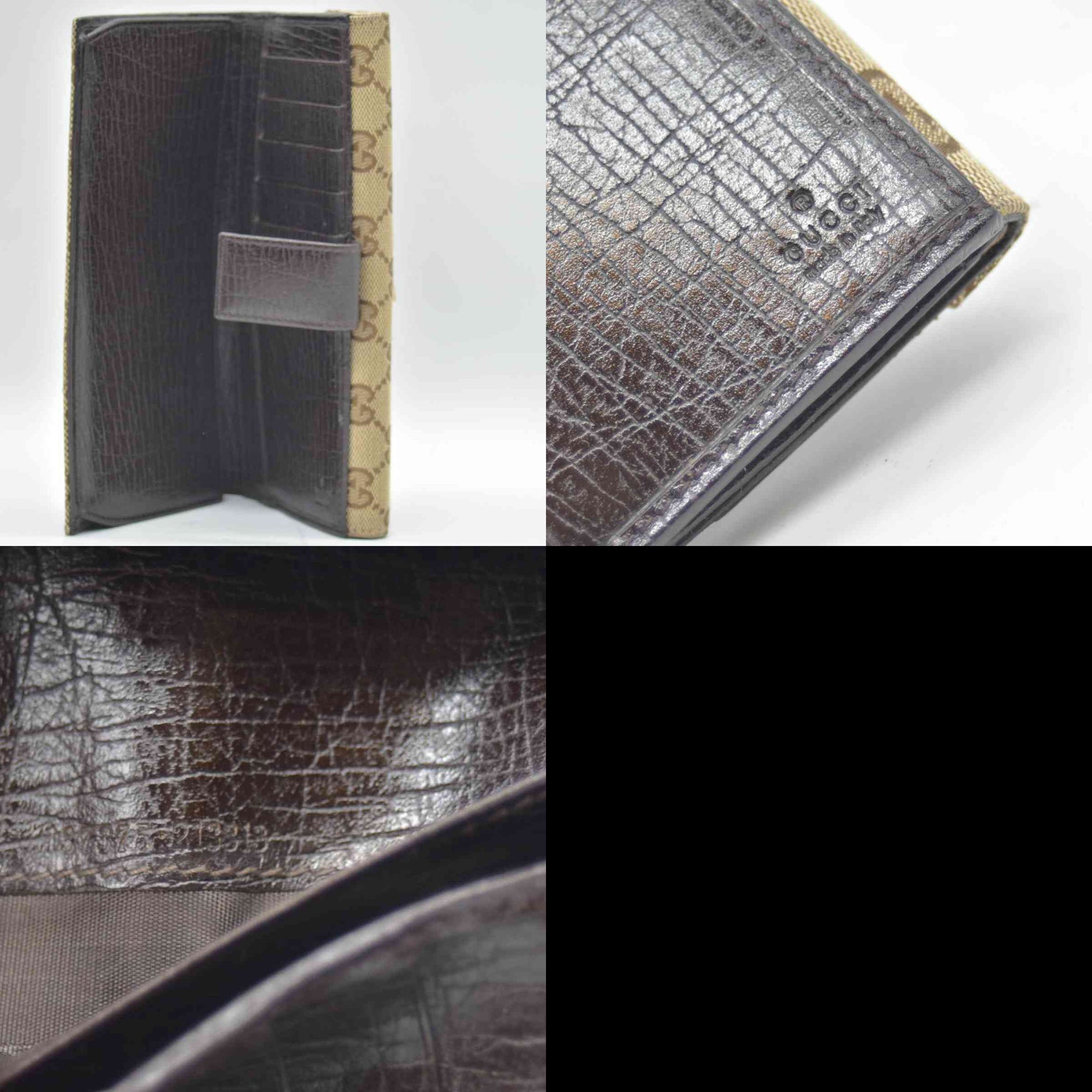$425 Gucci Beige Ebony GG Canvas Hasler Continental Wallet CONSIGNMENT