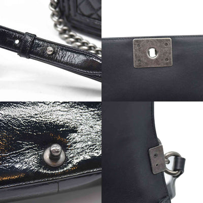 $6900 Chanel Medium Patent Boy Bag CC Logo Chain Shoulder Bag 2014