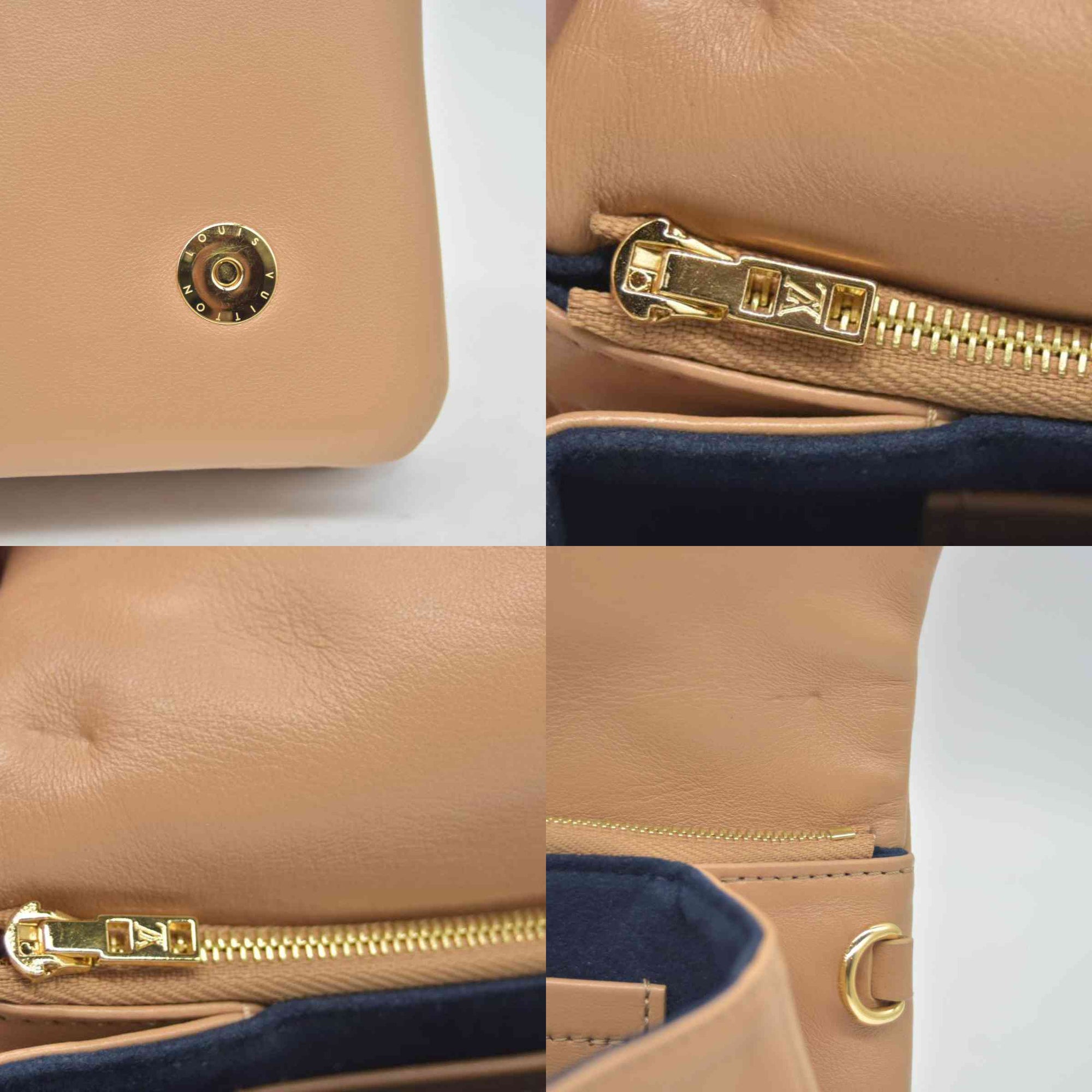 $3150 Louis Vuitton Lambskin Embossed Monogram Pochette Coussin Camel 10020376