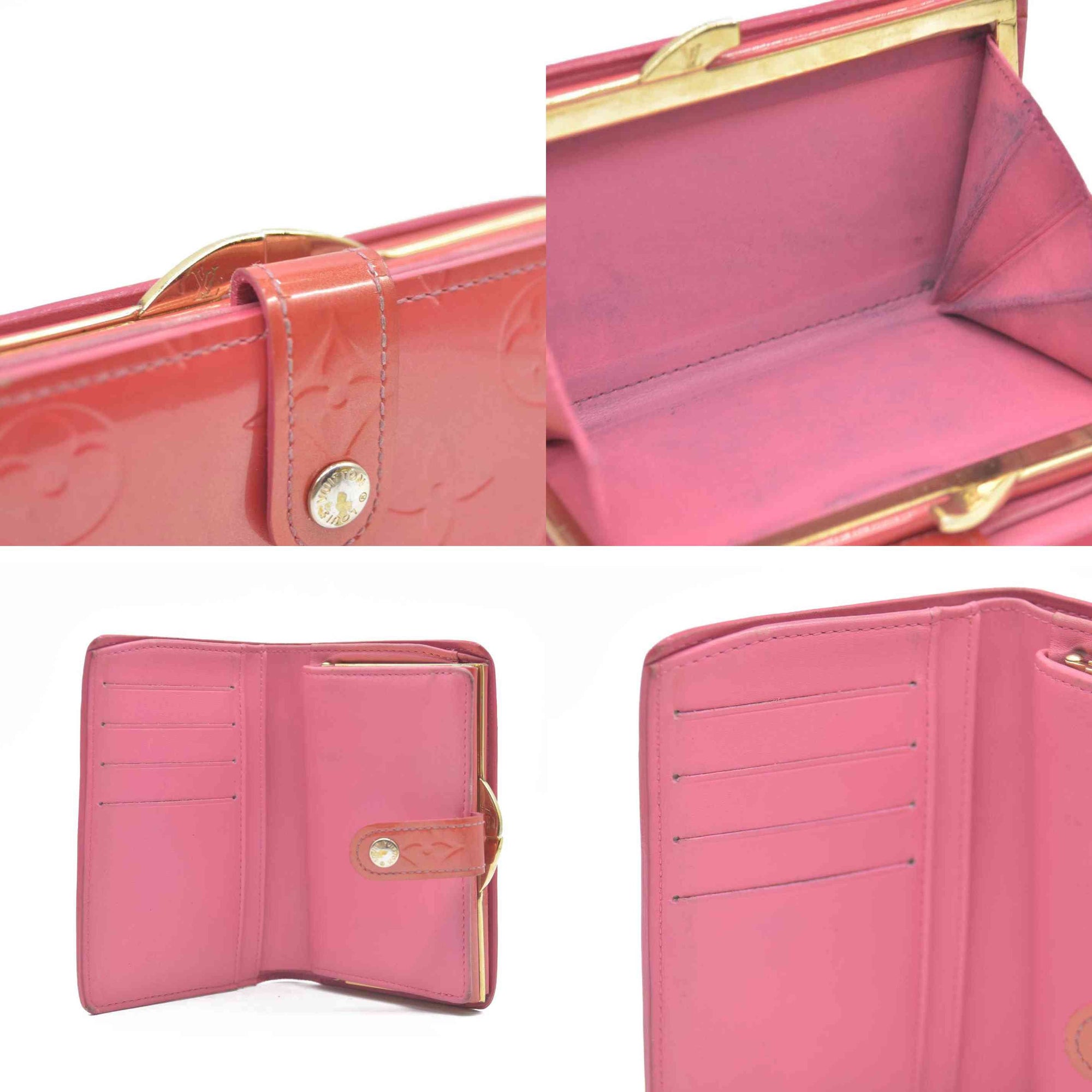 $935 Louis Vuitton Vernis French Purse Wallet Pink Viennois MI1005