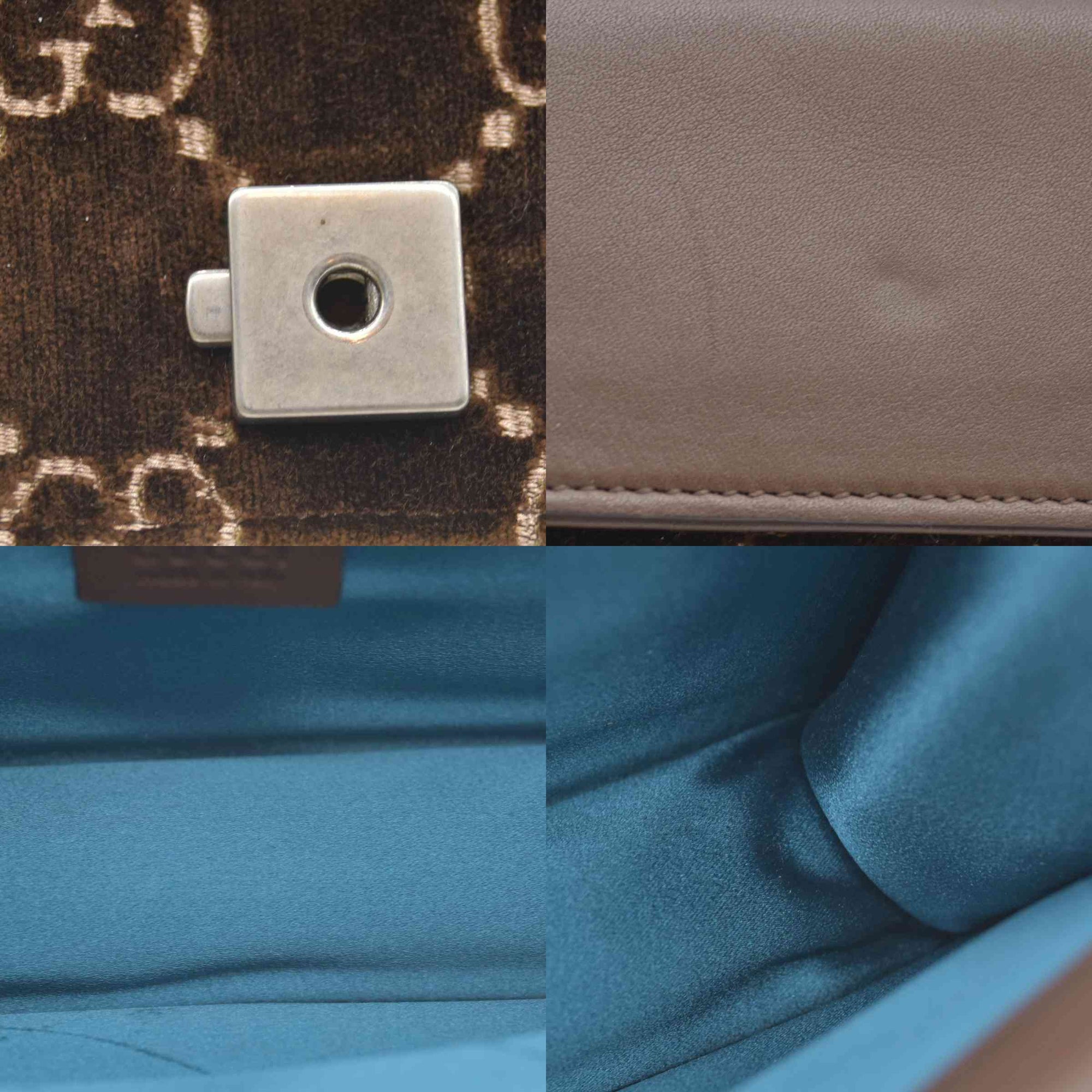 $2800 Gucci Velvet Moon Calfskin Crystal GG Monogram Small Dionysus Shoulder Bag Brown Vintage Cocoa Black Diamond