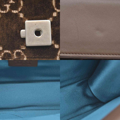 $2800 Gucci Velvet Moon Calfskin Crystal GG Monogram Small Dionysus Shoulder Bag Brown Vintage Cocoa Black Diamond