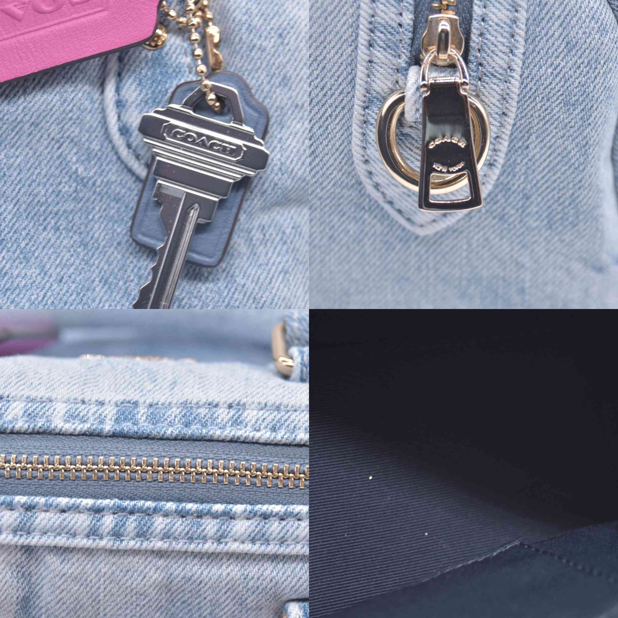 $275 COACH Mini Rowan Crossbody Bag In Loved Denim With Charms CONSIGNMENT