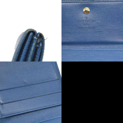 Louis Vuitton Epi Porte Feuille Elise Credit Leather Trifold Wallet Blue SP0938
