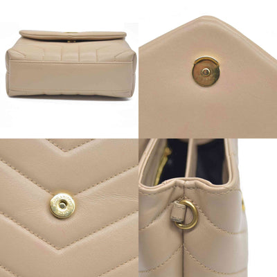 $1990 2021 SAINT LAURENT Calfskin Y Quilted Monogram Toy Loulou Crossbody Bag Beige