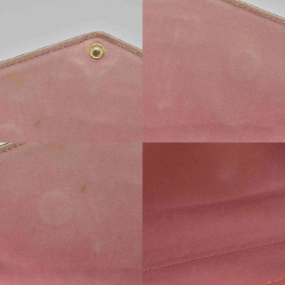 $1460 2018 Louis Vuitton Vernis Valentine Dog Pochette Felicie Chain Wallet Pink TJ0148