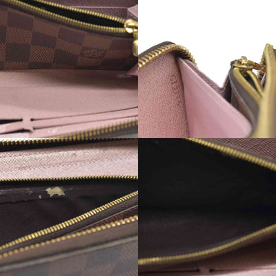 $630 LOUIS VUITTON Damier Ebene Portefeuille Clemence Zippy Wallet GI2116