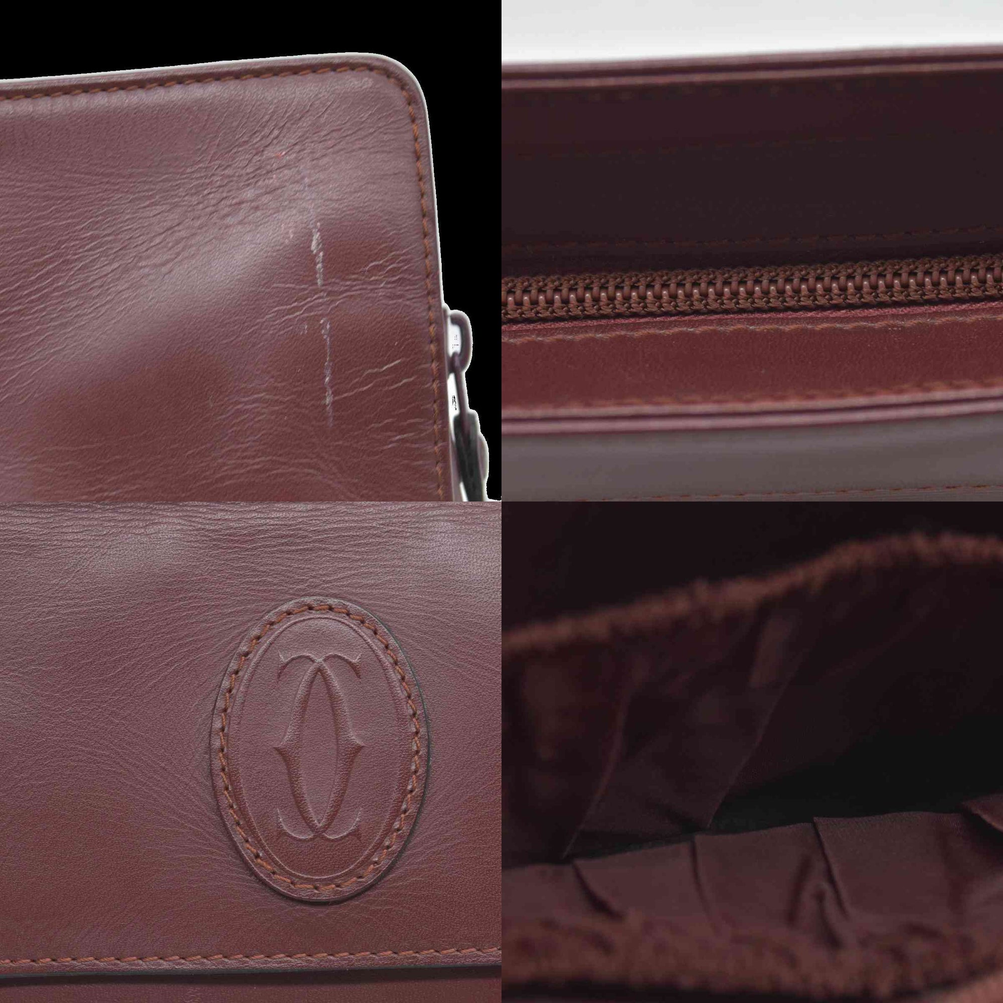 $1010 Cartier Leather Toiletry Clutch Bag Burgundy Red CONSIGNMENT