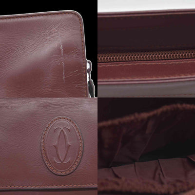 $1010 Cartier Leather Toiletry Clutch Bag Burgundy Red CONSIGNMENT
