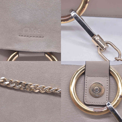 $1950CHLOE Faye Medium Suede Leather Shoulder Bag Taupe CONSIGNMENT 10021511