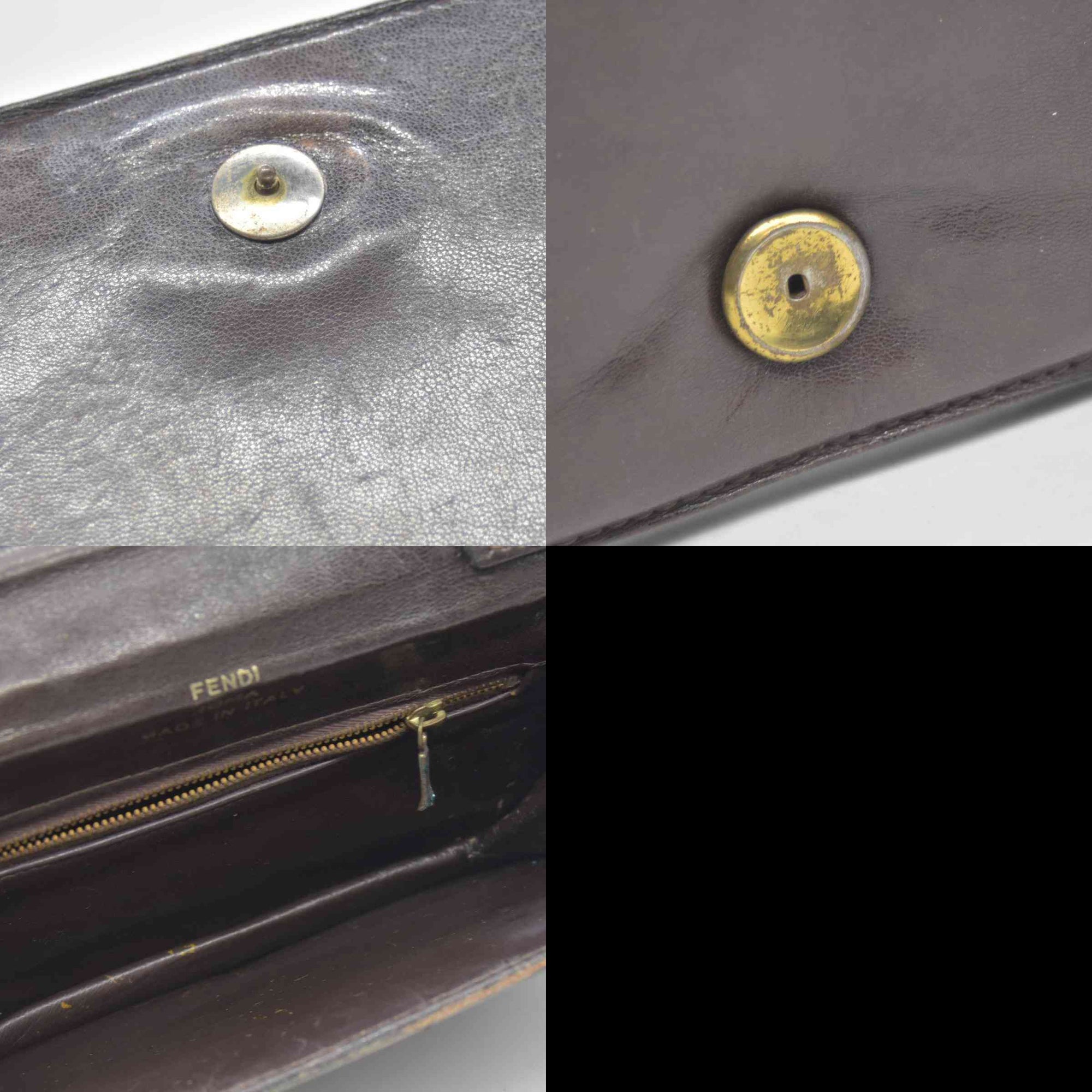 $2250 CONSIGNMENT FENDI Zucca Flap Clutch with Strap