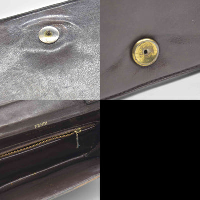 $2250 CONSIGNMENT FENDI Zucca Flap Clutch with Strap