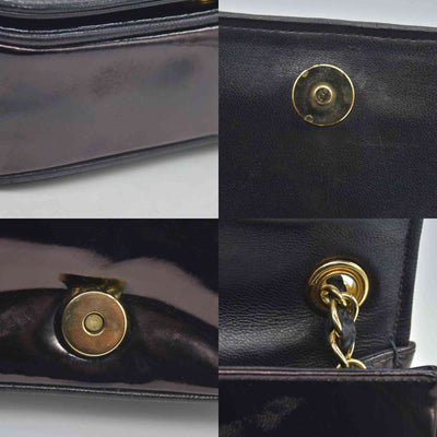 $3500 Chanel Patent Mini Flap Brown Chain Shoulder Bag