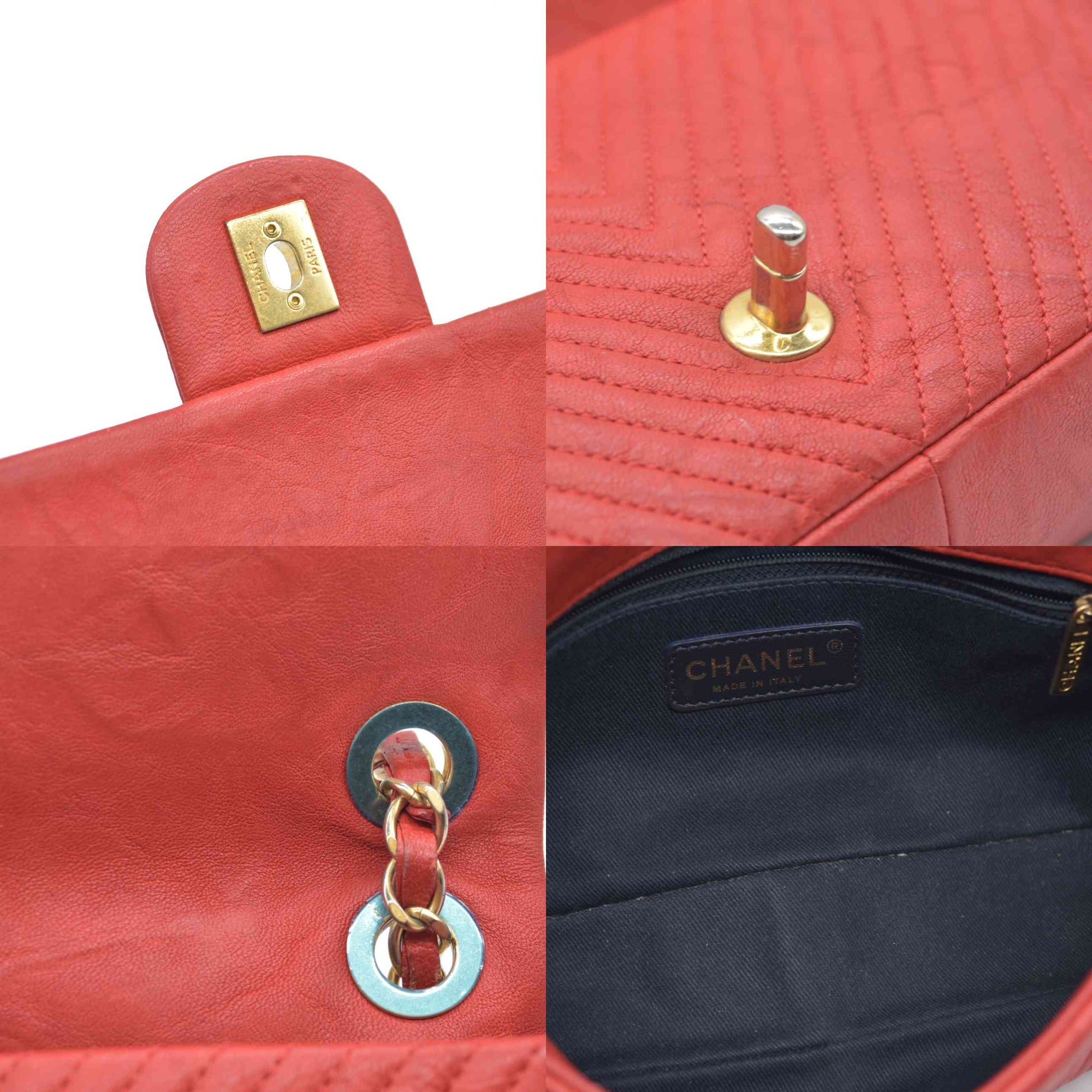 $4450 Chanel Calfskin Surpique Chevron Medium Flap 2016