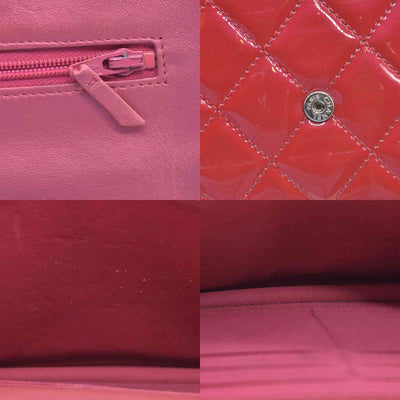 $3350 Chanel Patent Calfskin Quilted Boy Wallet On Chain WOC Fuchsia