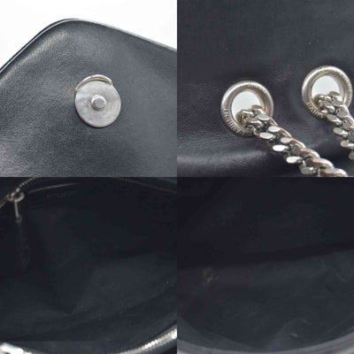 $3250 Saint Laurent Quilted Monogram Medium Loulou Chain Satchel Black