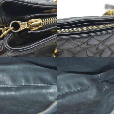 CHANEL Matelasse Chain Shoulder Bag Patent leather Black Gold CC