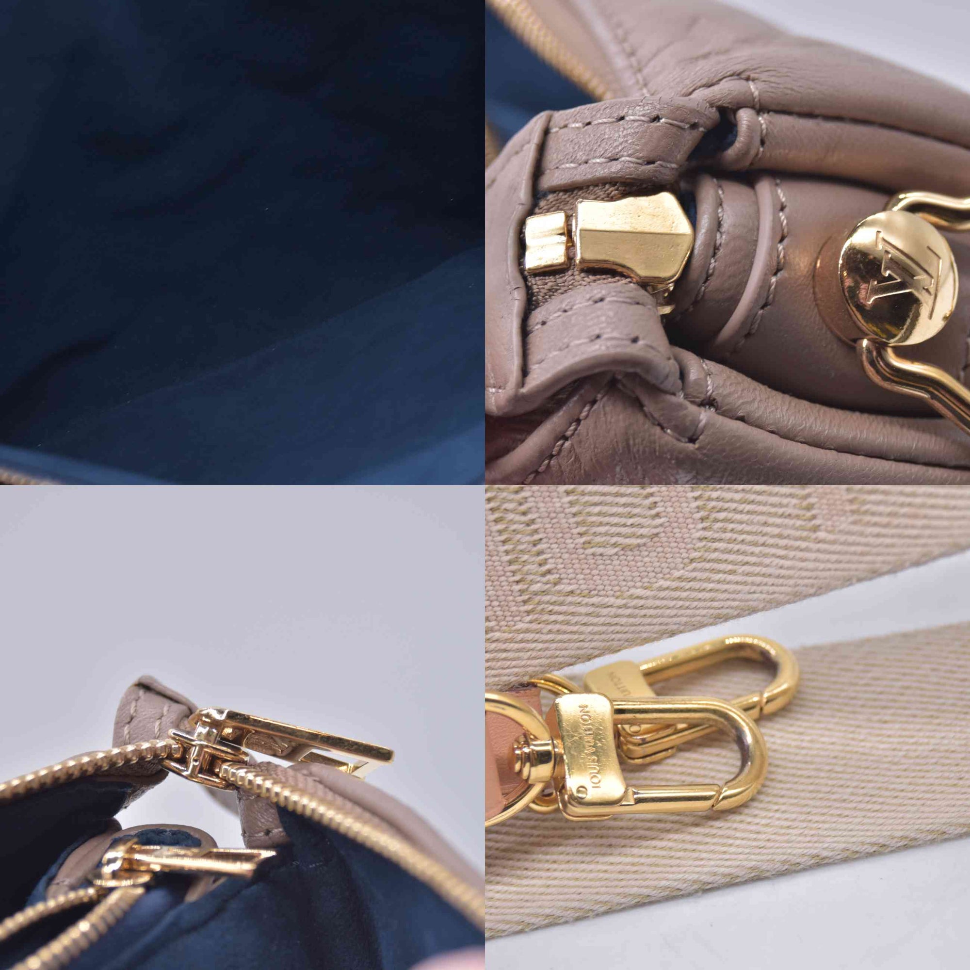 $5500 Louis Vuitton Lambskin Embossed Monogram Coussin MM Taupe RFID 10021358