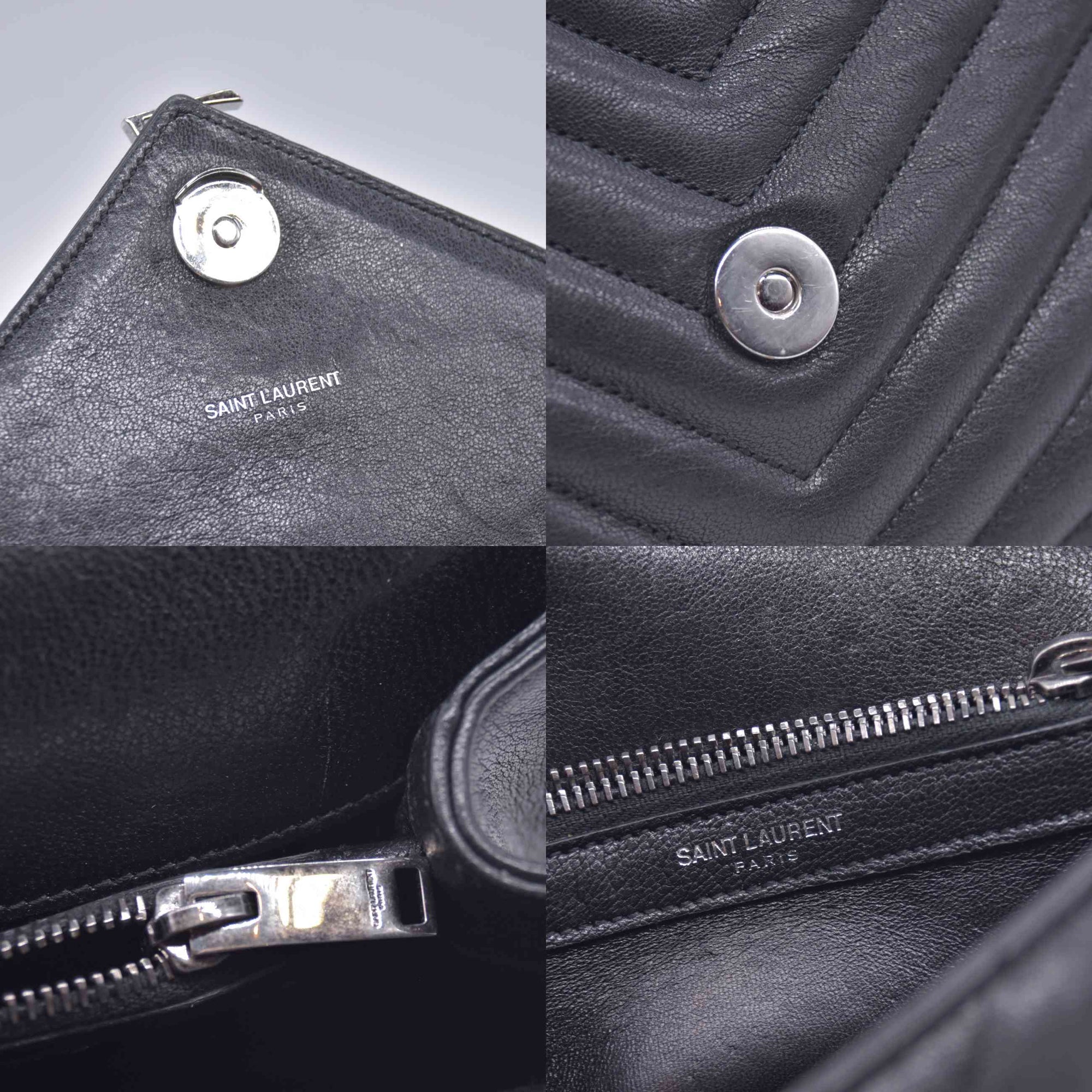 $2750 2016 Saint Laurent Sheepskin Matelasse Chevron Monogram Medium College Bag Black 10021141