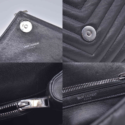 $2750 2016 Saint Laurent Sheepskin Matelasse Chevron Monogram Medium College Bag Black 10021141