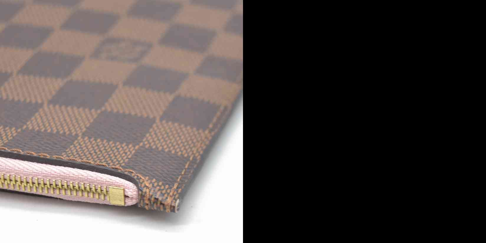 Louis Vuitton  Damier Ebene Neverfull MM Pochette Rose Ballerine Wristlet AR4186